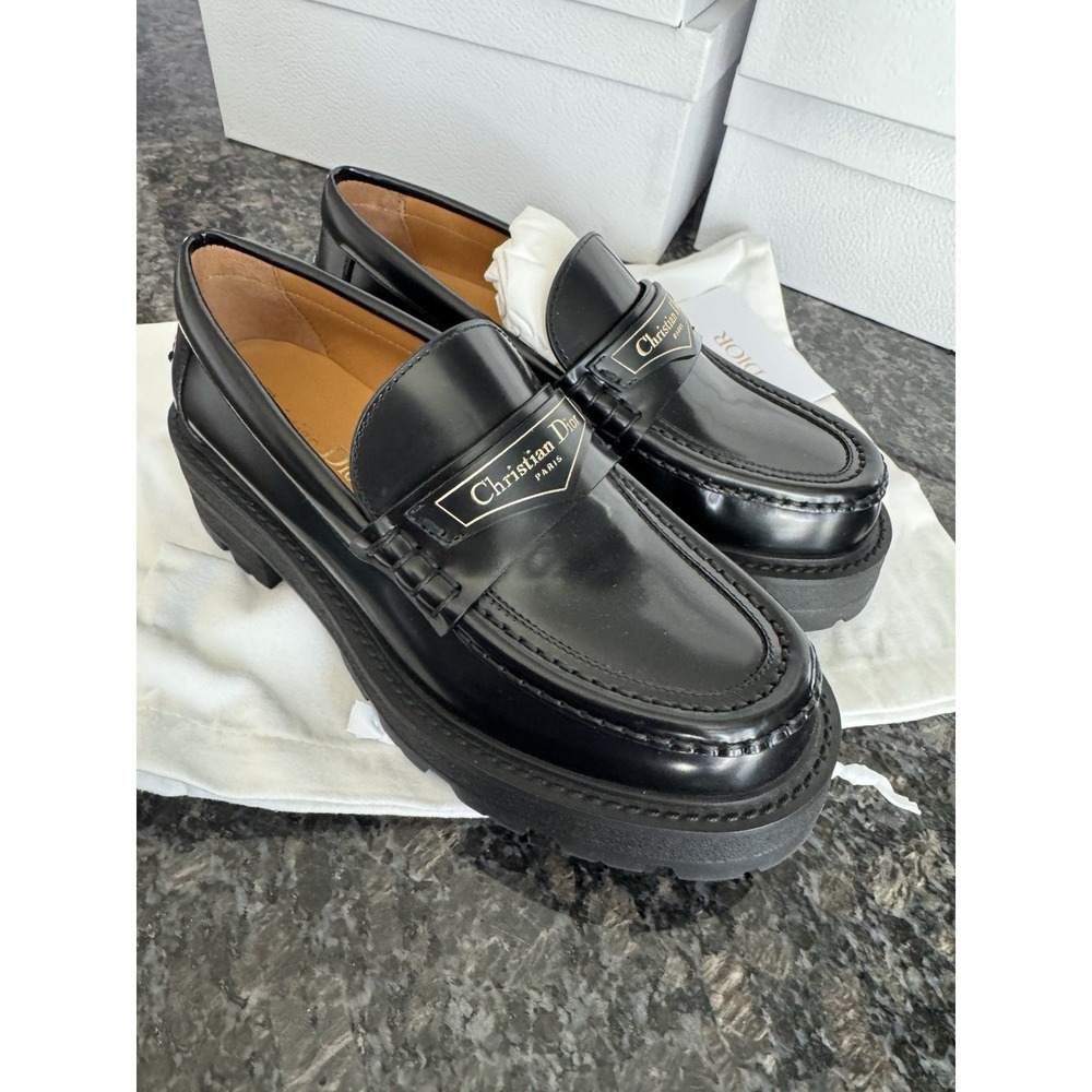 Dior Boy Platform Loafer $1150 Black Leather Dress Lug Shoes. NWB Sz 35.5 US 5.5 - Picture 5 of 16